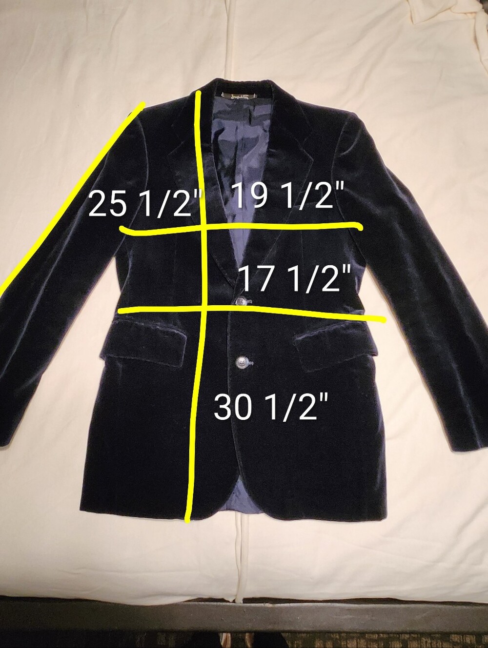 Jupiter Navy Velvet Blazer Jacket Men's Small 2-Button Slim Fit - Picture 10 of 10